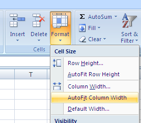 MS Excel: Fit to cell or colomn